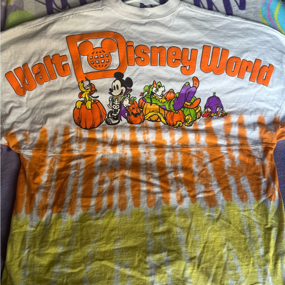 Disney Kids Halloween Tie-Dye Shirt - Orange and Green
